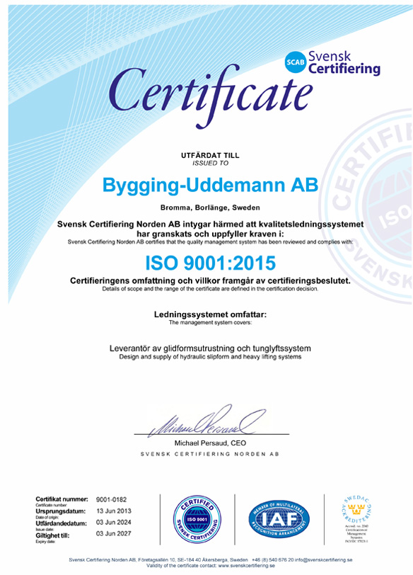 Bygging Uddemann AB ISO 9001A Bygging Uddemann AB ISO 9001A